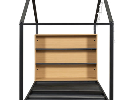 Bed House Frame With Shelves And Lights