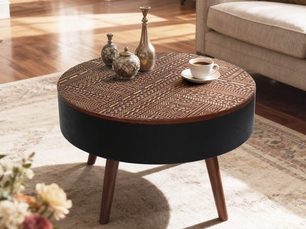 Round Coffee Table With Storage Function For Living Rooms
