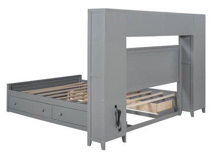 Bed With All In One Cabinet, Shelf And Sockets