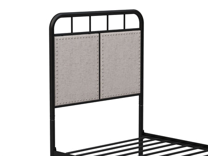 Twin Size Linen Upholstered Platform Metal Bed Frame With Fabric Headboard And Footboard - Brown
