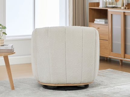 360 Degrees Swivel Upholstered Barrel Armchair For Living Room - Ivory