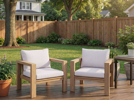 Stylish Outdoor Chair Set With Cushions For Garden (Set of 2)