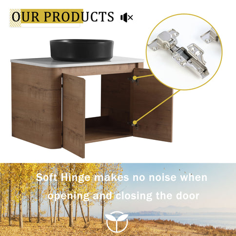 Wall Mounted Bathroom Vanity & Art Sink & 1 Soft Close Door