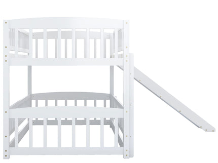 Low Bunk Bed With Slide, Fence And Ladder