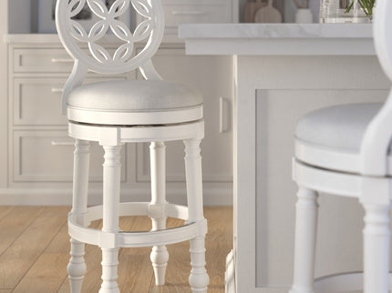 Stool With Back And Swivel Upholstered Seat