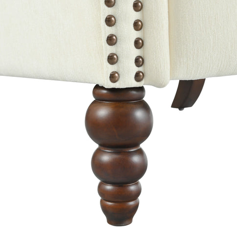 Push Back Recliner Chair Upholstered Recliner Armchair With Classic Wing Back And Solid Gourd-Shaped Legs