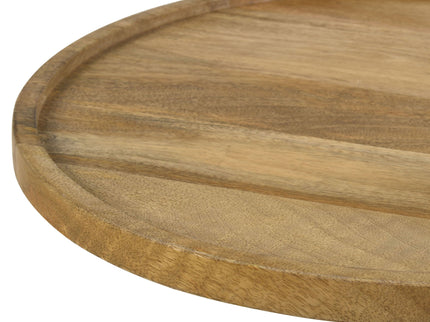 Pedestal Accent Table With Eco Friendly Base And Round Lipped Top - Brown