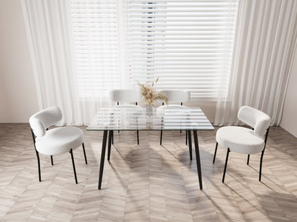 Modern Minimalist Rectangular Glass Dining Table With Tempered Glass Top Metal Legs, For 4 - 6 - Transparent