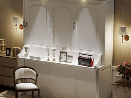 Murphy Bed With Desk, LED Lights And USB Charging Station