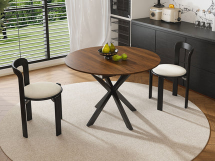 Round Dining Table With Extendable Blades, X Base