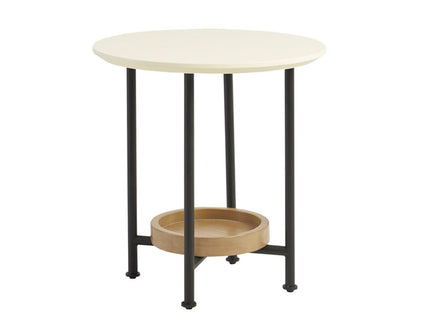 Oval End Table - White / Natural
