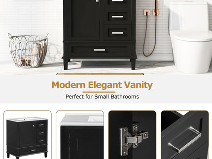 Bathroom Vanity, Modern Bathroom Cabinet With Sink Combo Set, Bathroom Storage Cabinet With A Soft Closing Door And 3 Drawers, Solid Wood Frame