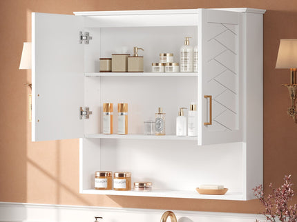30" Bathroom Cabinet With Adjustable Shelf, Wall Mounted Medicine Cabinet - White