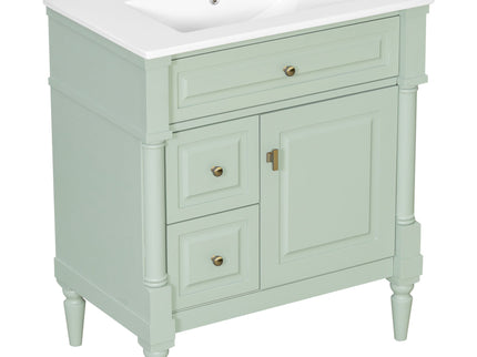 Modern Bathroom Vanity With Sink, Freestanding Cabinet With Flip Drawer & Adjustable Shelf