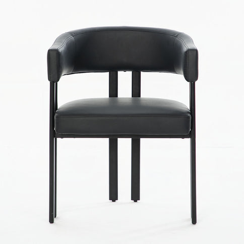 Modern Dining Upholstered Barrel Chair With Curved Back And Armrests