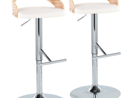 Grotto - Contemporary Adjustable Height Barstool With Swivel With Straight T Footrest (Set of 2)