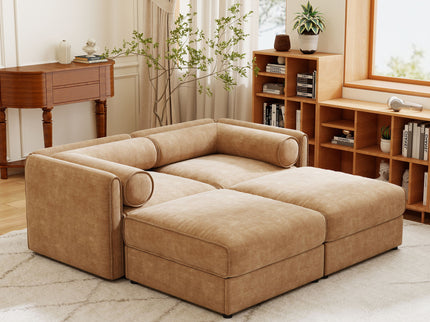 Contemporary Elegant Sofa With Storage And Ottoman