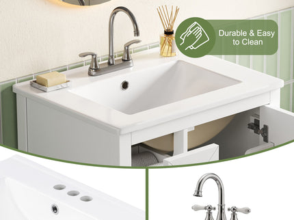 Modern Bathroom Vanity With Sink, Soft Close Drawers & Door, Storage Rack