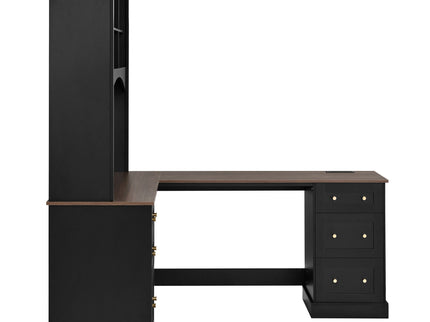 Space Saving L-Shaped Computer Desk With Keyboard Tray & Charging Stations