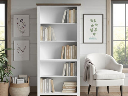 High 5 Shelf Bookcase - Jasmine Whitewash / Barnwood
