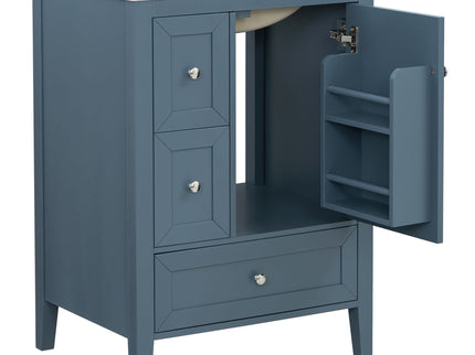 Modern Bathroom Vanity With Sink, Soft Close Drawers & Door, Storage Rack