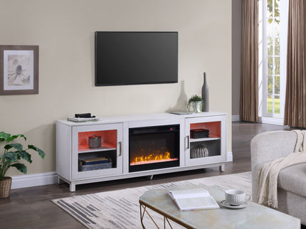 Summit - TV Stand Console With Fireplace - White Walnut Finish