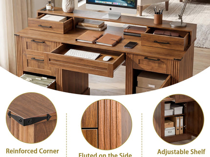 Office Desk With Charging Station & Storage Cabinet