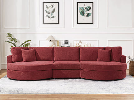 Modern 3 Seater Upholstered Sofa With Curved Design