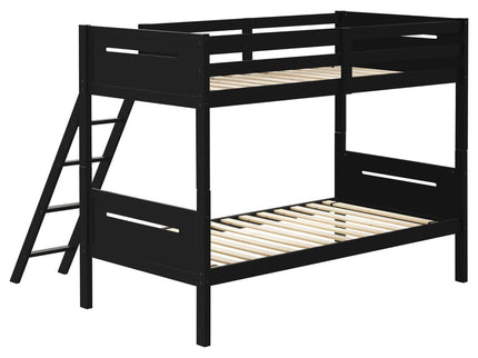 Bunk Bed With Built In Ladder, Safety Guardrails And Angled Access Step