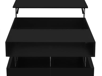 Lift Top Coffee Table With 2 Drawers, Hidden Space And LED Lights For Living Room