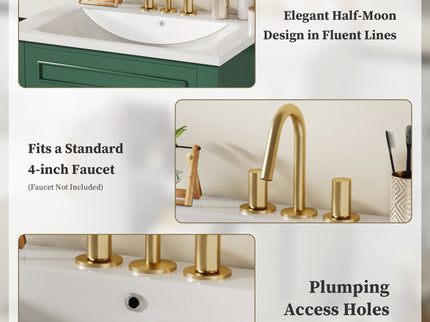 Bathroom Vanity With Integrated Sink, 2 Door Cabinet, Single Sink For Small To Medium Bathrooms