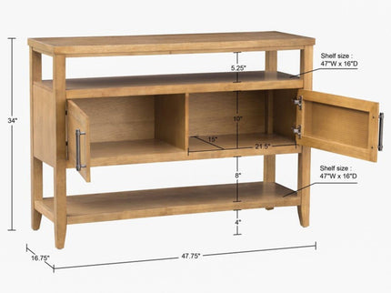 Naomi - 2 Door Storage Console Table With Ample Shelving - Natural