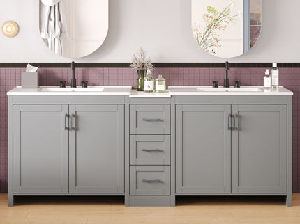 Double Sink Bathroom Vanity With Quartz Countertop