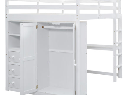 Loft Bed With Built In Wardrobe, Shelves And Drawers