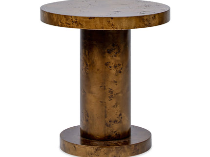 Bolin - Round Pillar Burl Accent Side Table - Walnut Brown