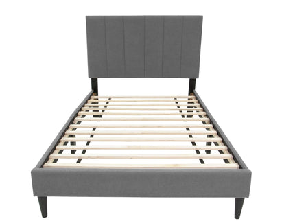 Bed With Channel Tufted Adjustable Headboard