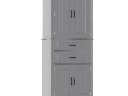 Multi Functional Storage Cabinet With Adjustable Shelves, 2 Drawers, Door Shelves