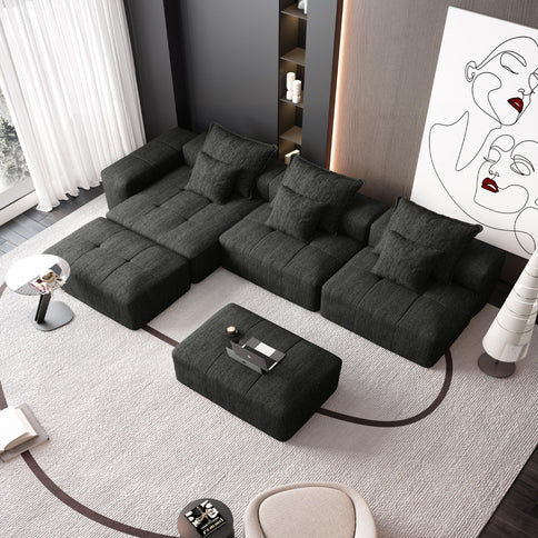 Modern Oversized Diy Combination, Modular Sectional Sofa With Pillows
