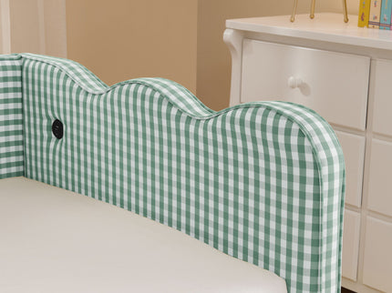 Gingham Daybed With USB Charging Port, Wave Shaped Design