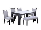White / 6 Pc. Table, 4 Chairs, Bench