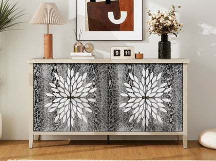 Modern Storage Cabinet With 4 Doors & Adjustable Shelves