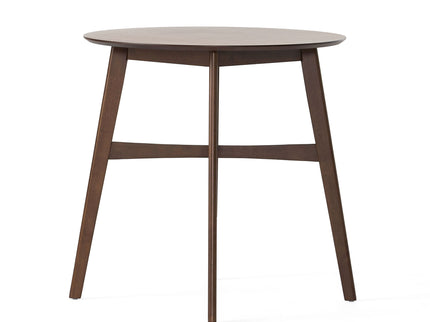 Round Counter Height Dining Table With Thick Rubberwood Legs And Support Beams - Walnut