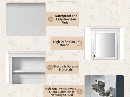 Wall Mounted Bathroom Storage Cabinet With Mirror, Medicine Cabinet With Height Adjustable Shelf