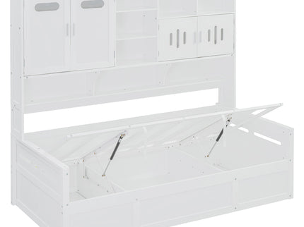 Daybed With All-In-One Cabinet And Shelf