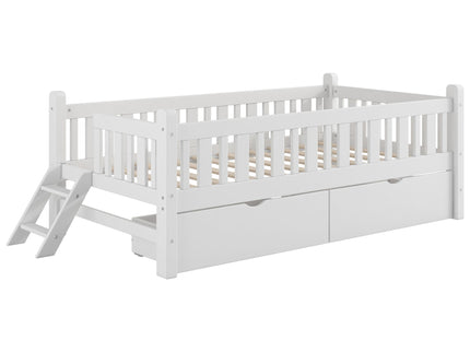 Platform Bed With Guardrail And 2 Drawers