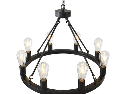 6 Light (No Bulbs) Wagon Wheel Chandelier Farmhouse Modern Small Round Chandelier For Living Room Kitchen Island Foyer Hallway Entryway Bedroom Dining Room Light Fixture Ceiling Hanging - Matte Black
