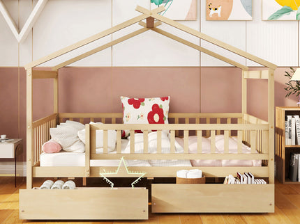 House Bed With 2 Drawers