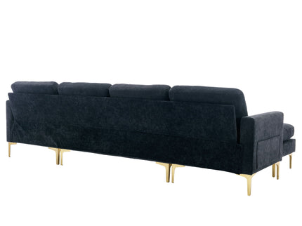 Modern L - Shape Convertible Sectional Sofa With Movable Ottoman