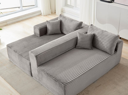 Compression Sectional Couch With Comfy Chaise, Boneless L Shape Sofa With Deep Seat