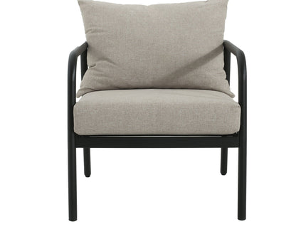 Leora - Modern Minimalist Round Tube Sofa Chair With Cushions - Beige / Black